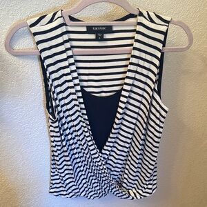 Karen Kane Navy and White Striped Women's Top
